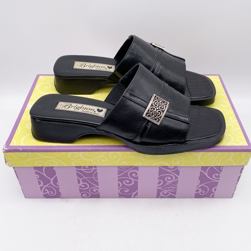 Brighton Tyra Black Leather Slides Size 6.5‎ - Picture 8 of 10